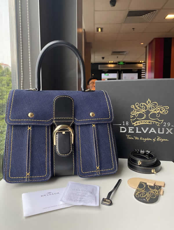 Replica Delvaux Discount Brillant Trench Blue Tote Crossbody Bag