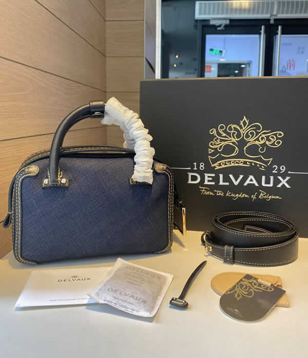 Fake Delvaux New Brillant Trench Cool Box Blue Tote Crossbody Bag