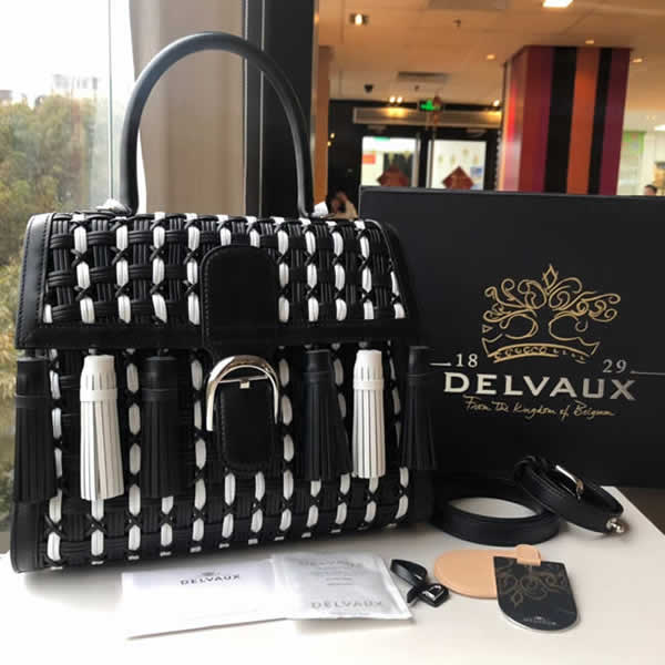 Replica Delvaux New Tassel Woven Black Flap One-Shoulder Crossbody Bag