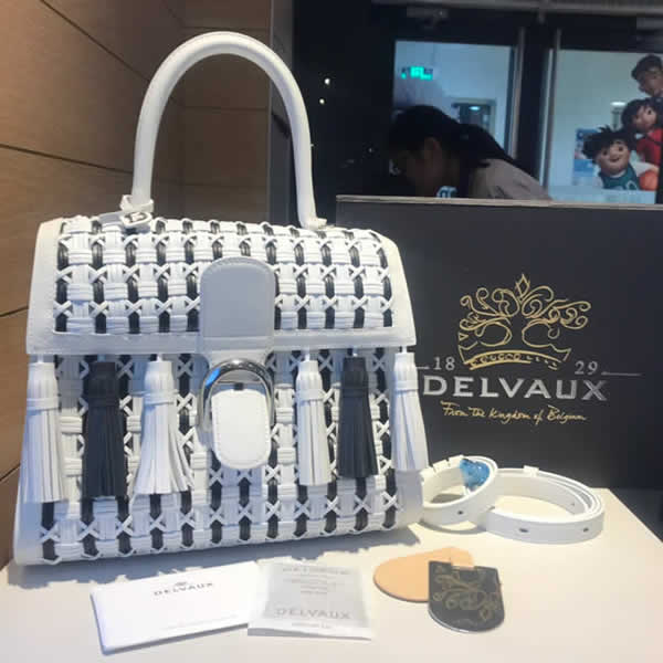 Fake Delvaux New Tassel Woven White Flap One-Shoulder Crossbody Bag