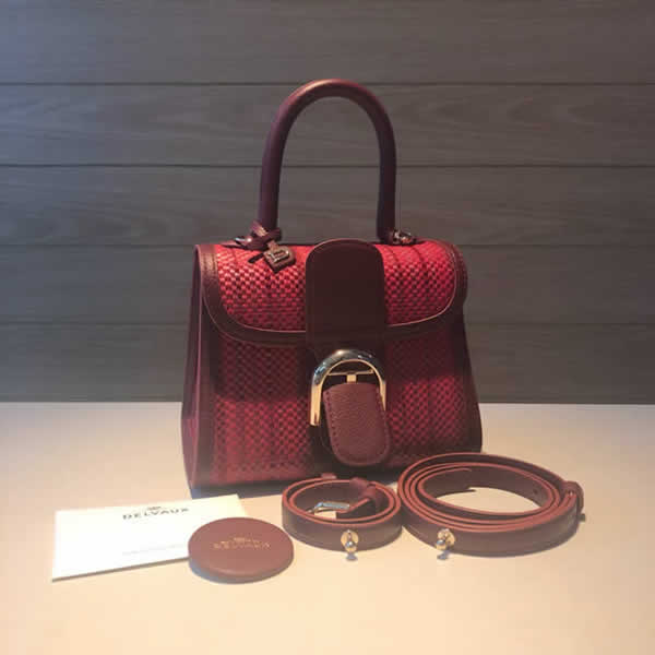 Fake Delvaux Sellier Brillant Cowhide Woven Red Crossbody Bag