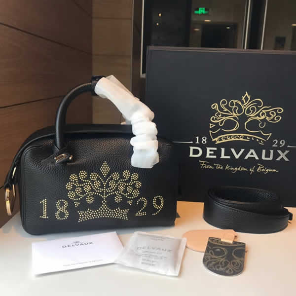 Fake Cheap New Delvaux Cool Box Black Tote Crossbody Bag