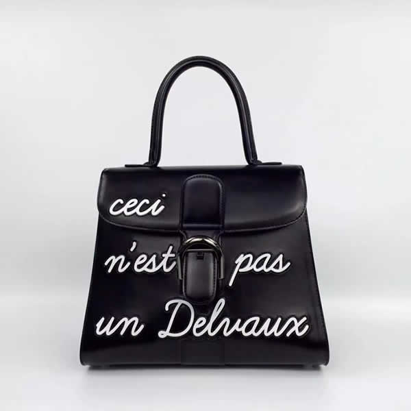 Fake Delvaux Brilliant Box letter Black Shoulder Bag