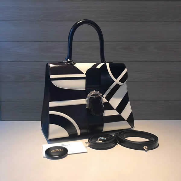 Replica New Delvaux Brillant East/West Mini Black And White Handbag