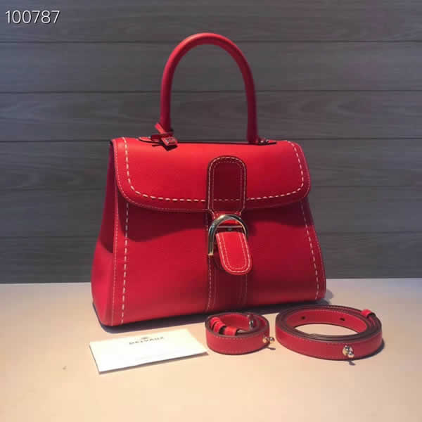 2019 New Delvaux Brillant Togo Red Tote Crossbody Bag High Quality Outlet