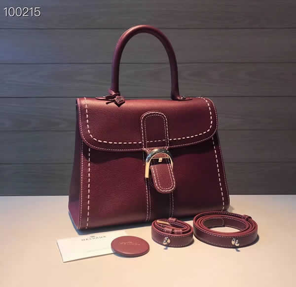 2019 New Delvaux Brillant Togo Fuchsia Tote Crossbody Bag High Quality Outlet
