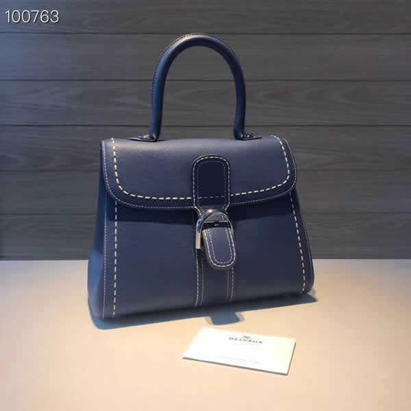2019 New Delvaux Brillant Togo Blue Tote Crossbody Bag High Quality Outlet