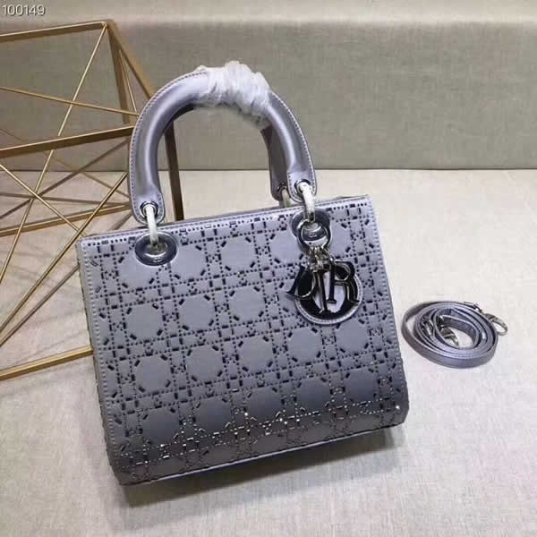 Replica 1:1 Quality Gray Lady Dior Silk And Diamond Tote Bag