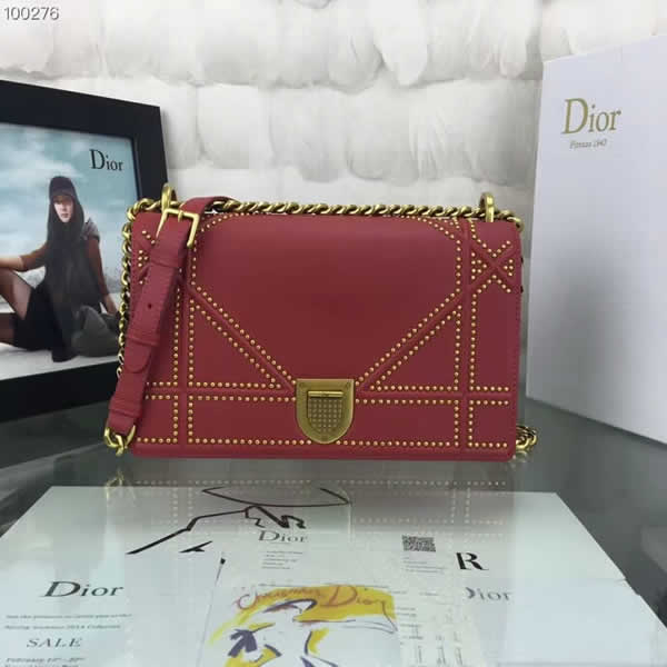 Replica New Dior Diorama Vintage Rivet Red Flap Bags