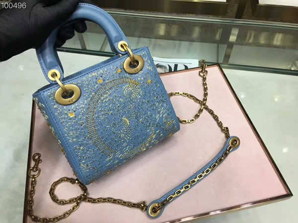 Knockoff Cheap Lady Dior Fw Handbags Blue Messenger Bags