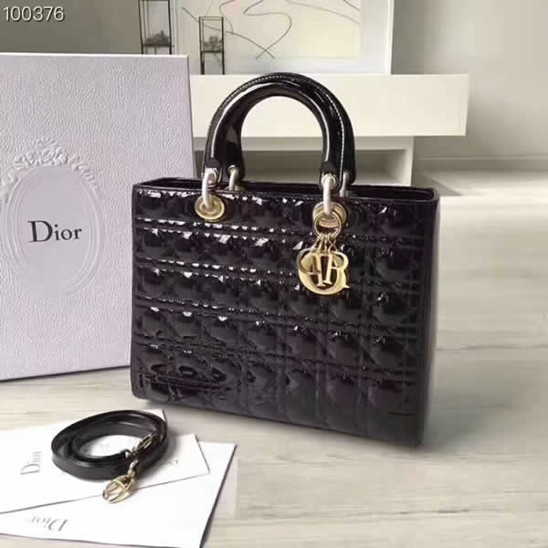Fake Cheap Dior Lady Black Messenger Bags With Golden Hardware