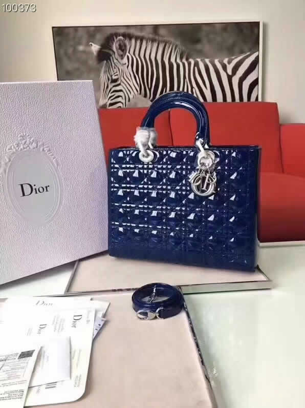 Fake Cheap Dior Lady Blue Messenger Bags With Silver Hardware