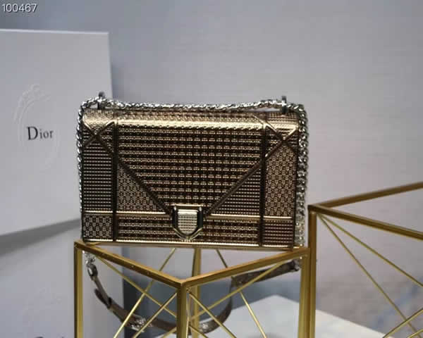 Fake Dior Diorama Cannage Metallic Clamshell Gold Tote Bag