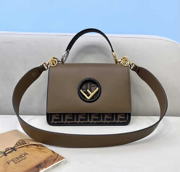 Replica Fendi Flap Handbag Printed Brown Hand Messenger Bag 2820L