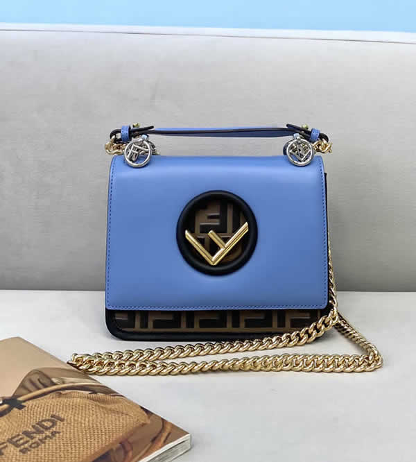 Fake Fendi Flap Handbag Printed Blue Hand Messenger Bag 2820s