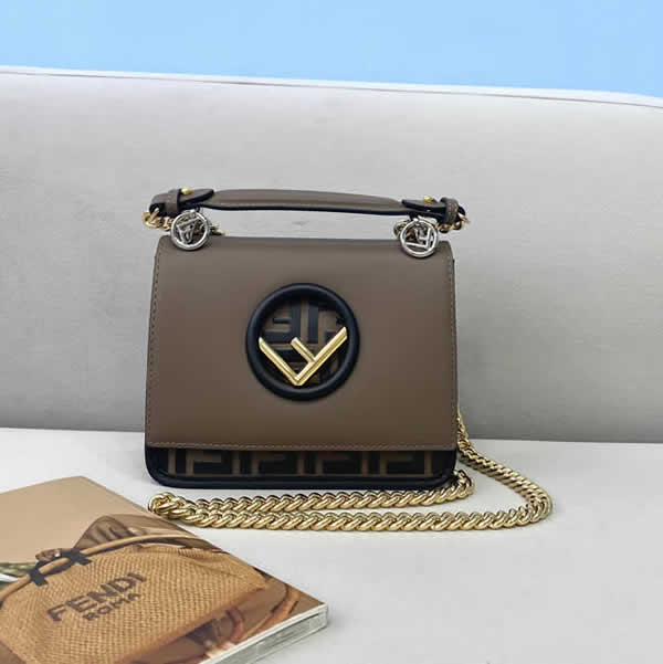Fake Fendi Flap Handbag Printed Brown Hand Messenger Bag 2820s