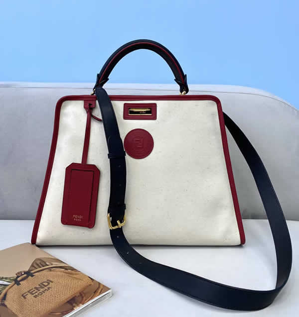 Replica Cheap Fendi Peekaboo White Son-Mother Bag Crossbody Bag 8605