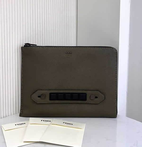 Fake 1:1 Quality Fendi Fashion Dark Green Clutch Wallets 0225