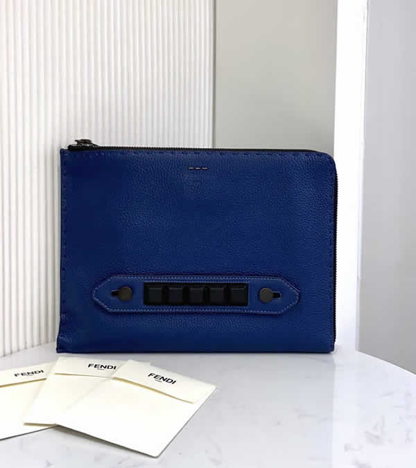Fake 1:1 Quality Fendi Fashion Blue Clutch Wallets 0225