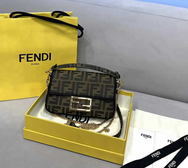 Fake Fendi Classic Black Baguette Handbag Single Shoulder Messenger Bag 772
