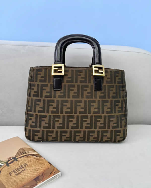 Fake Fendi Classic Presbyoped Canvas Fashion Brown Tote Bag 8303F