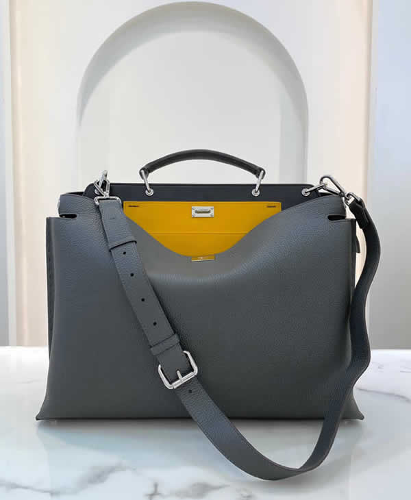 Replica Fendi New Men Peekaboo Handbag Gray Messenger Bag 322