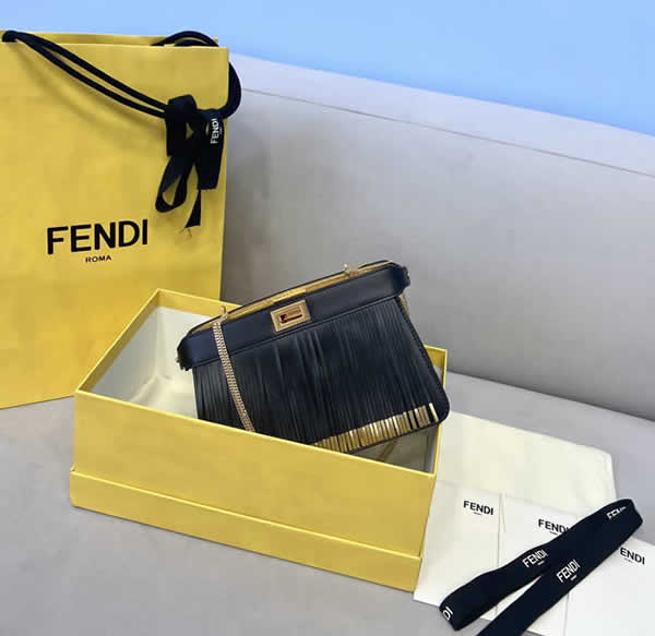 Fake Fendi Mini Peekaboo I See U Organ Bag Black Shoulder Messenger Bag 70302