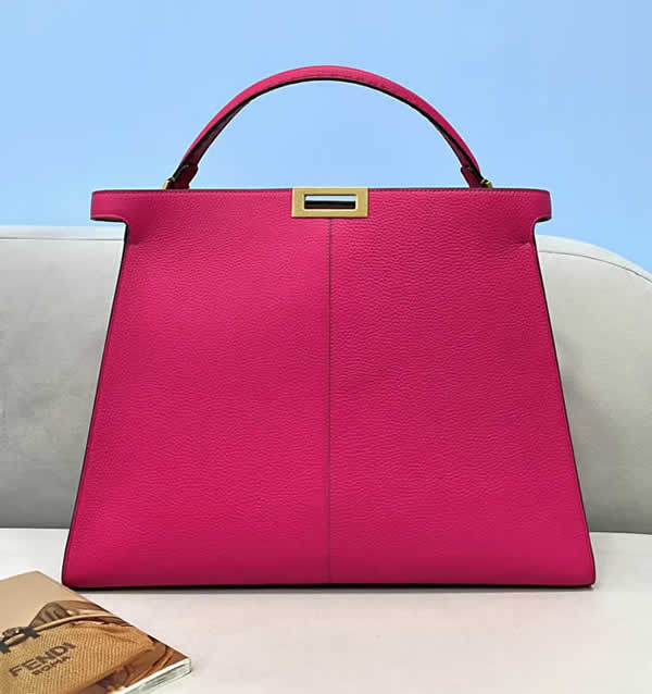 Fake Fendi Peekaboo Rose Red Portable Handmade Messenger Bag 305M