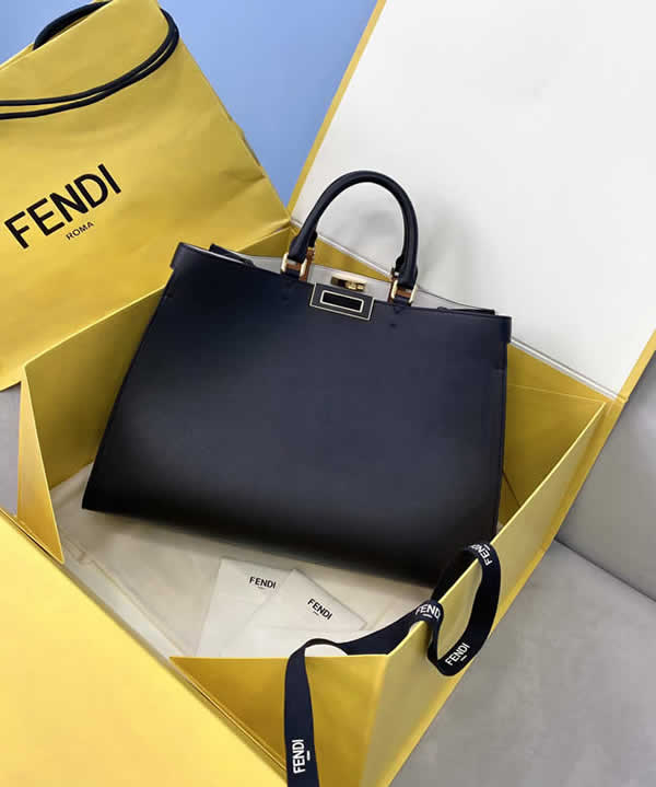 Fake Fendi Peekaboo X-Tote Simple Big Bag Handbag Black Messenger Bag 8359