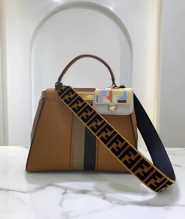 Replica New Cheap Fendi Peekaboo Portable Brown Messenger Bag 2123M