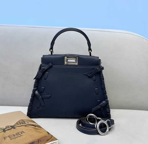 Fake Fendi Blue Handbag Bow Embellished Crossbody Bag 5510