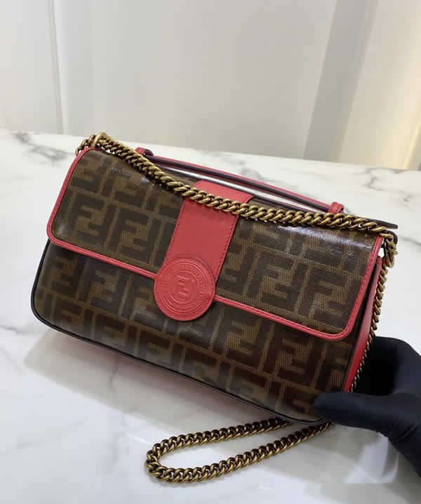 Replica Discount Fendi Red Flap Shoulder Crossbody Bag 0181BL