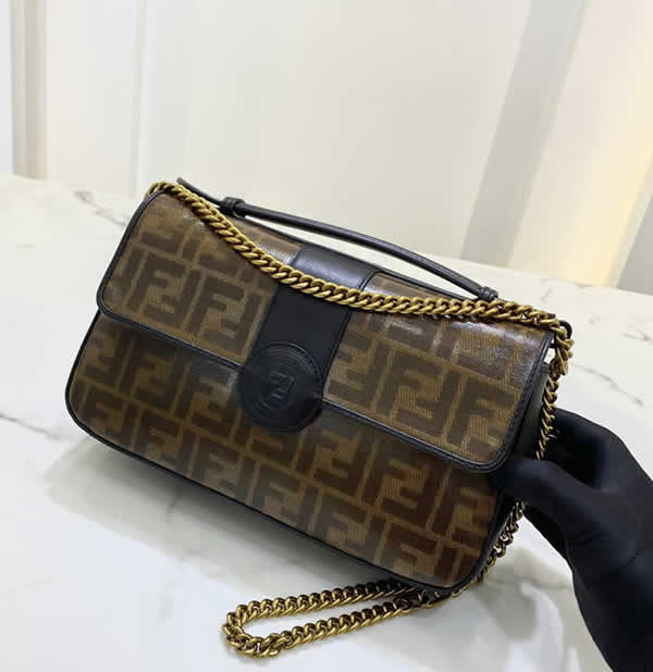 Replica Cheap Fendi Brown Flap Shoulder Crossbody Bag 0181BL