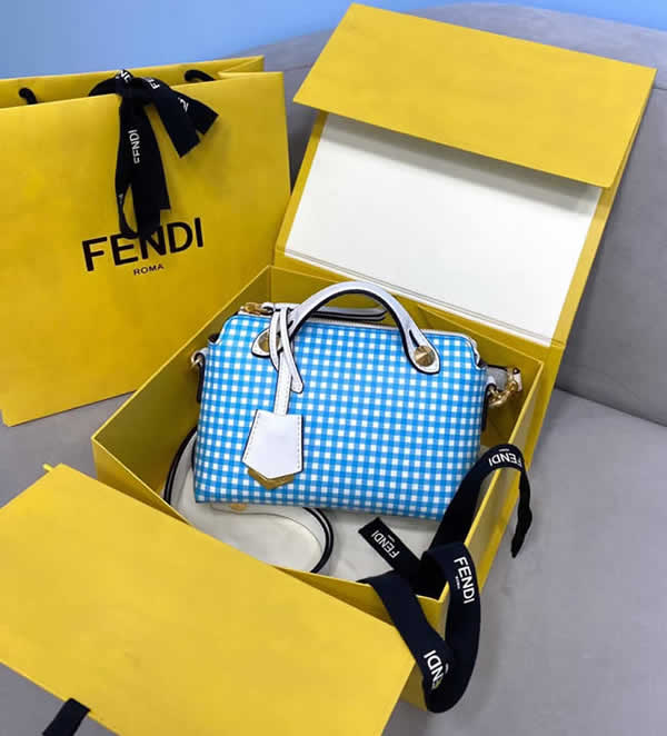 Fake Fendi By The Way Vichy Portable Blue Crossbody Shoulder Bag 8326
