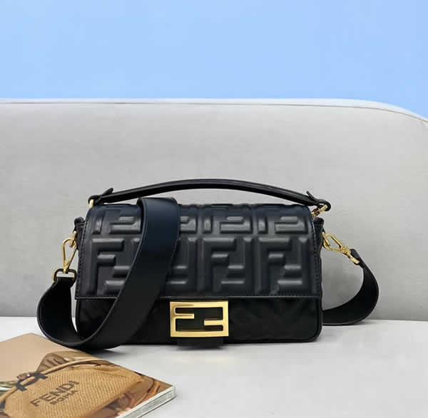 Replica Fendi Sheepskin Black Flap Crossbody Tote Handbags 0191