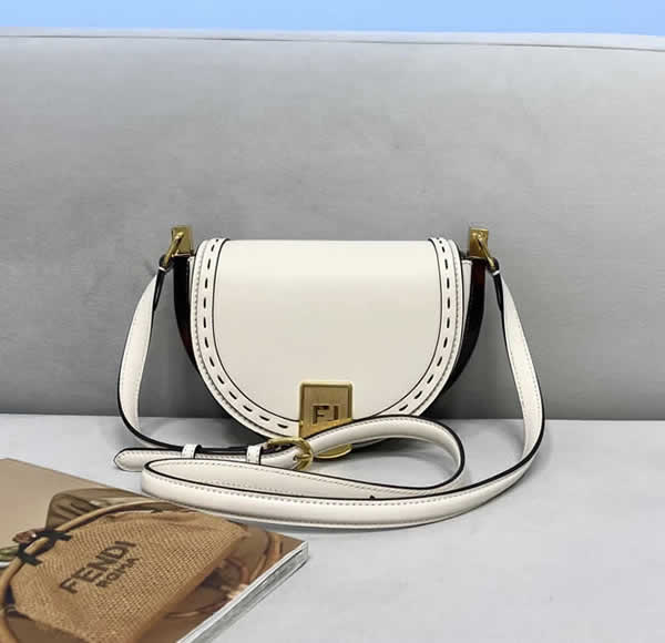 Fake New Fendi Spring Summer White Saddle Bag Messenger Bag 80008
