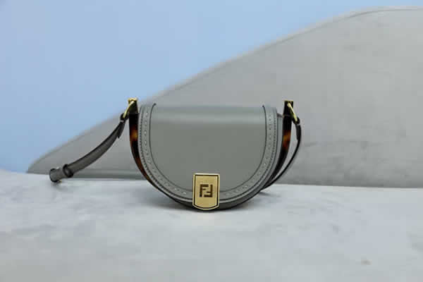 Fake New Fendi Spring Summer Gray Saddle Bag Messenger Bag 80008