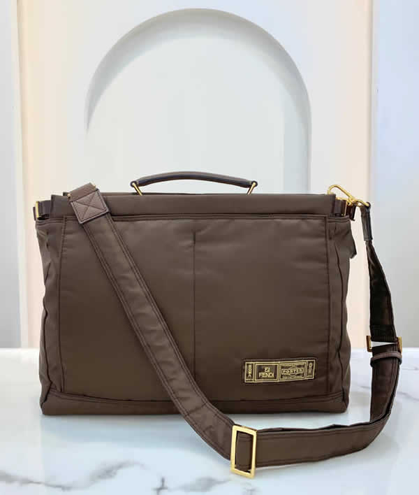 Replica New Fendi Peekaboo Brown Handbag Tote Messenger Bag 7519