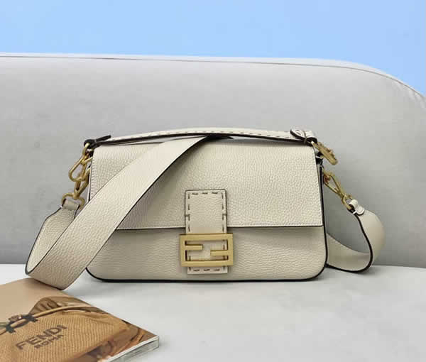 Fake Fendi Baguette Fashion White Flap Crossbody Bag 306M