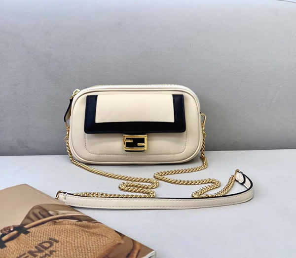 Replica Fendi Easy Baguette White Flap Shoulder Bag 70213