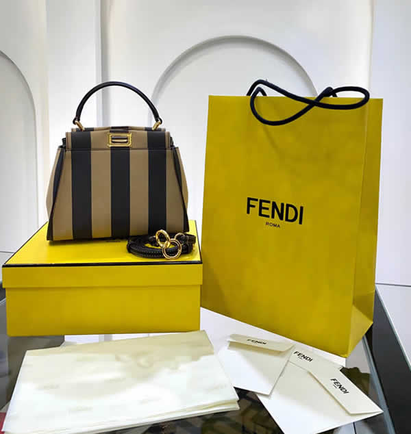 Fake Fendi Peekaboo Retro Striped Pattern Portable Messenger Bag 2122