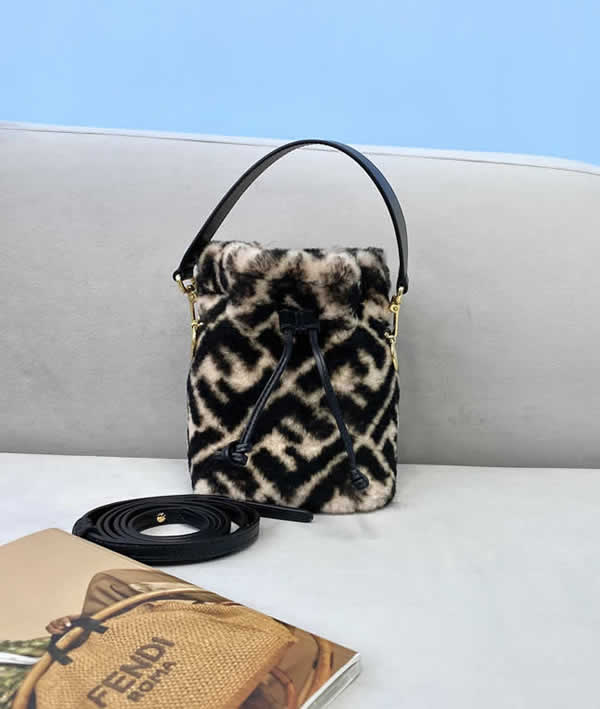 Replica Hot Sale Cheap Fendi Mini Wool Bucket Bag 027