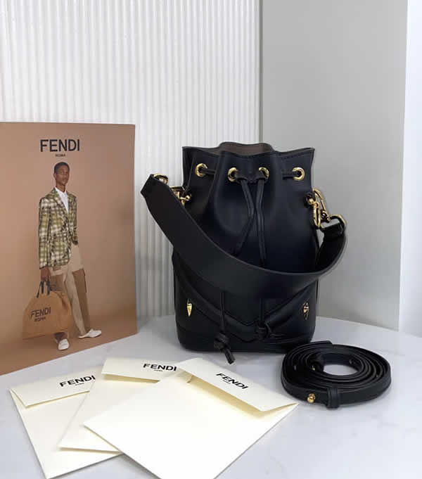 Fake Fendi Mini Bucket Body Small Devil Pattern Black Crossbody Bag 028