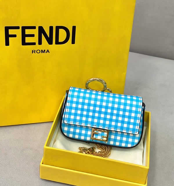 Fake Fendi Mini Baguette Fashion Women Blue Clutch Messenger Bag 8290B