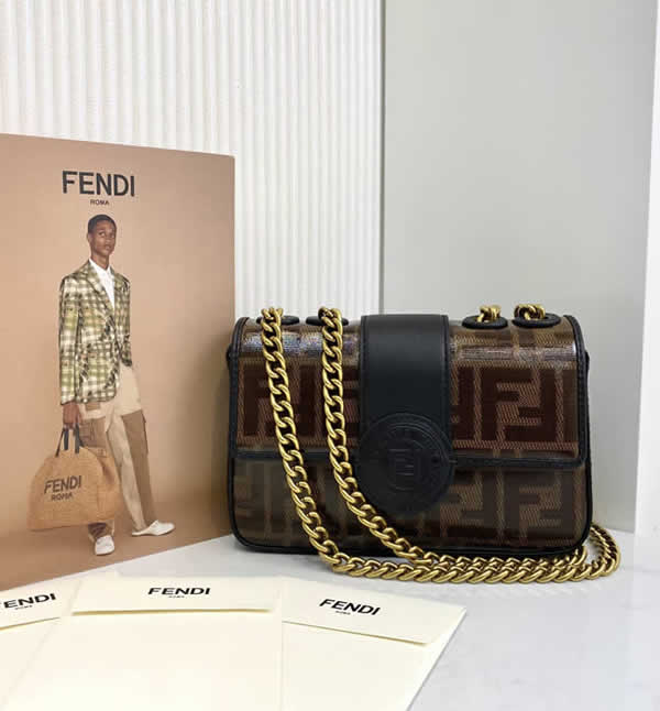 Replica Discount Fendi Black Flap Shoulder Crossbody Bag 0181