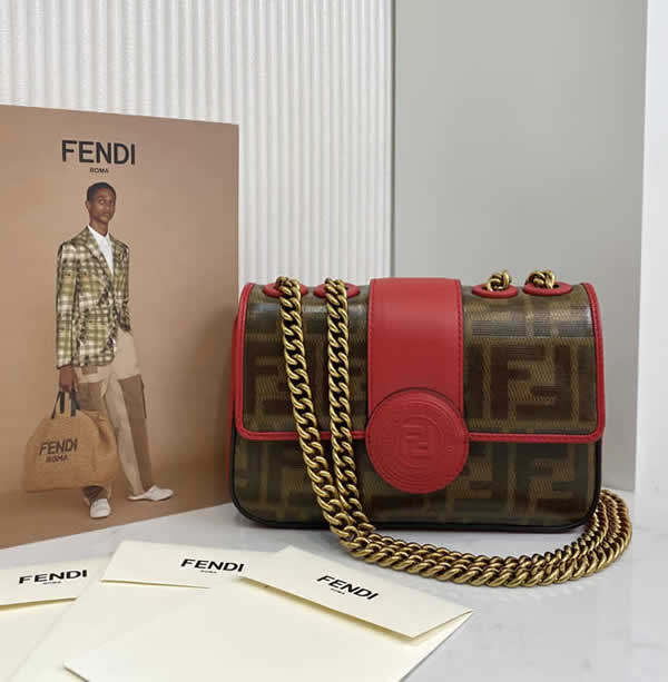 Replica Discount Fendi Red Flap Shoulder Crossbody Bag 0181