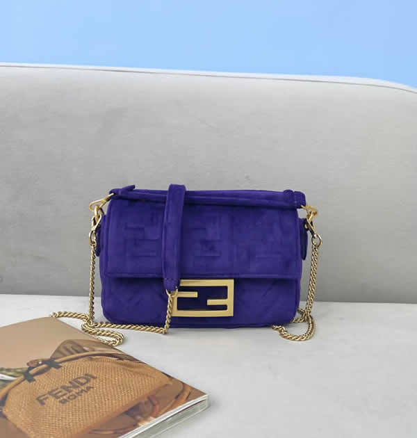 Replica New Discount Fendi Purple Flap Shoulder Crossbody Bag 317S