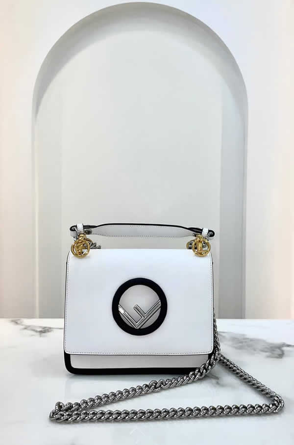 Fake Fendi Kani Handbag White Single Shoulder Crossbody Bag 285