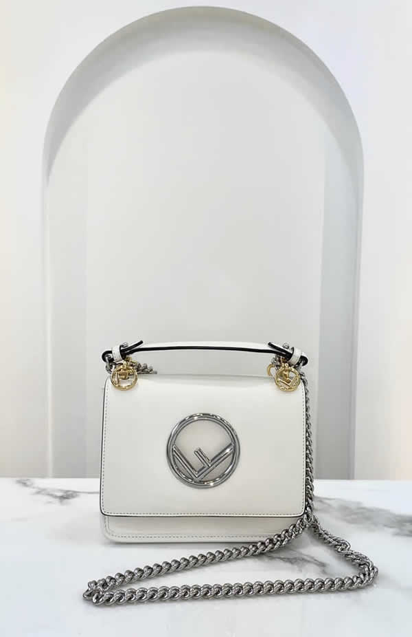 Fake Fendi Kani Handbag White Single Shoulder Crossbody Bag 285