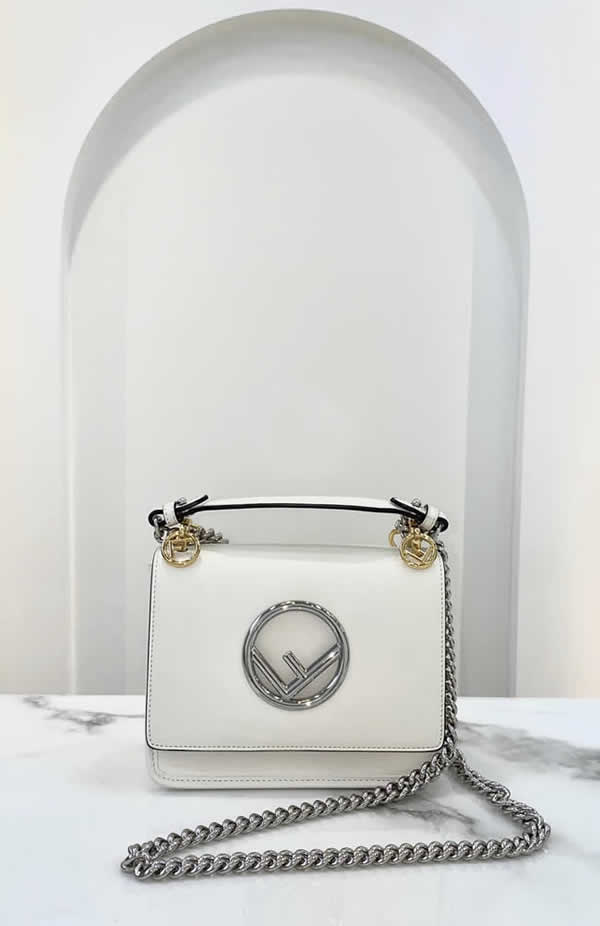 Fake Fendi Kani Handbag White Single Shoulder Crossbody Bag 285